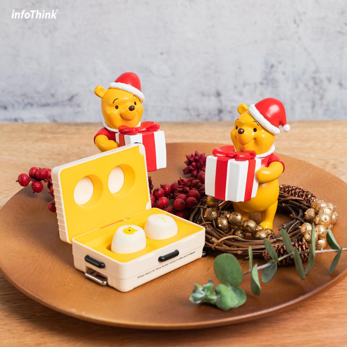 福利品【Infothink】小熊維尼系列聖誕版真無線藍牙耳機