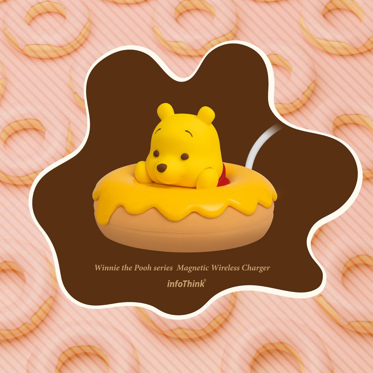 福利品【Infothink】小熊維尼系列甜甜圈磁吸充電盤