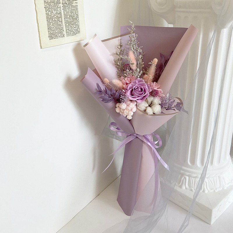 典雅紫玫瑰花束 永生花 乾燥花 情人節花束 求婚花束 節日禮物