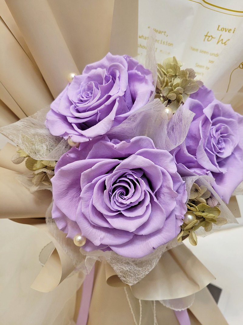 永生厄瓜多玫瑰花束 永生花花束 情人節花束 求婚花束 紫色玫瑰