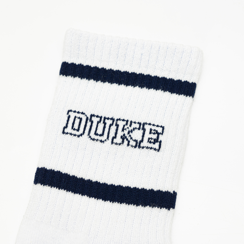 【NCAA】杜克DUCK 羅紋配條中筒長襪 (女款)白色