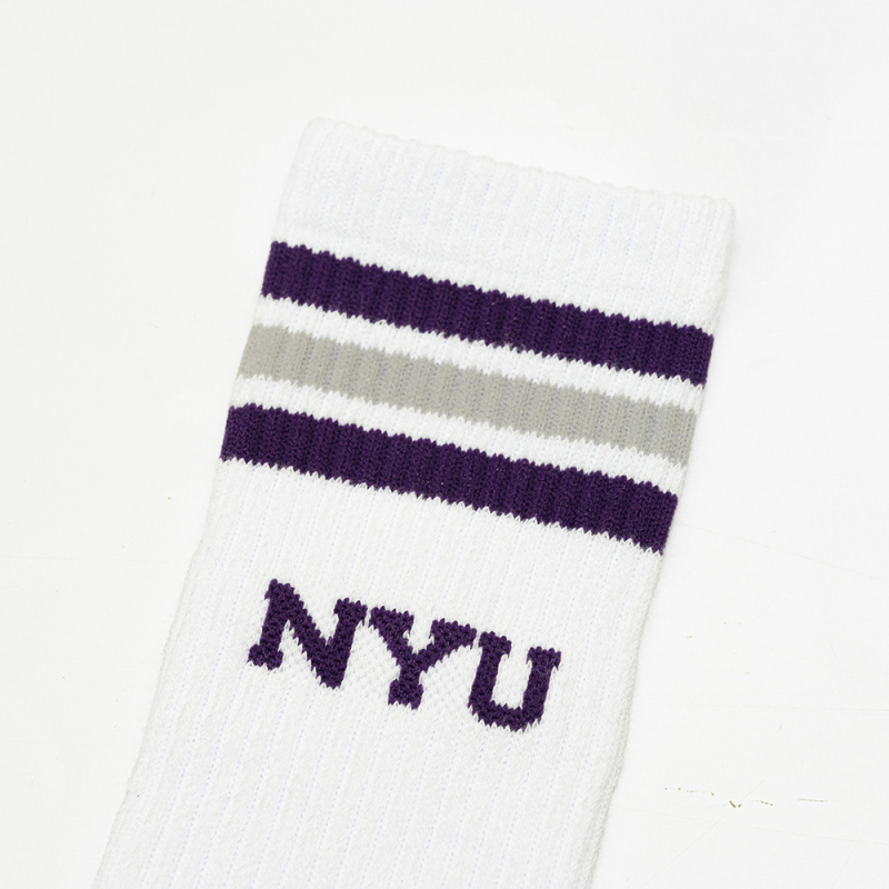 【NCAA】紐約大學NYU羅紋配條中筒長襪 (女款)