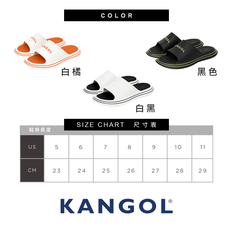 【Kangol】 無重力寬版微氣墊潮流 涼拖鞋(4色)