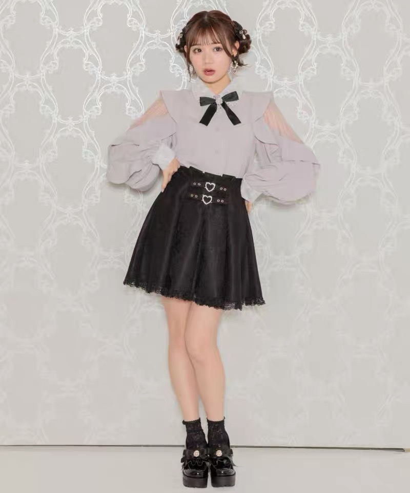 Rojita 日系愛心珍珠 蕾絲拼接地雷系量產型百搭 半身裙