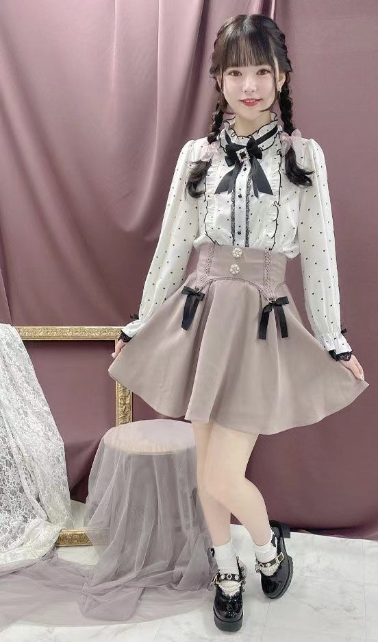 Rojita 甜美蕾絲雙蝴蝶結 地雷系量產型半身裙短裙