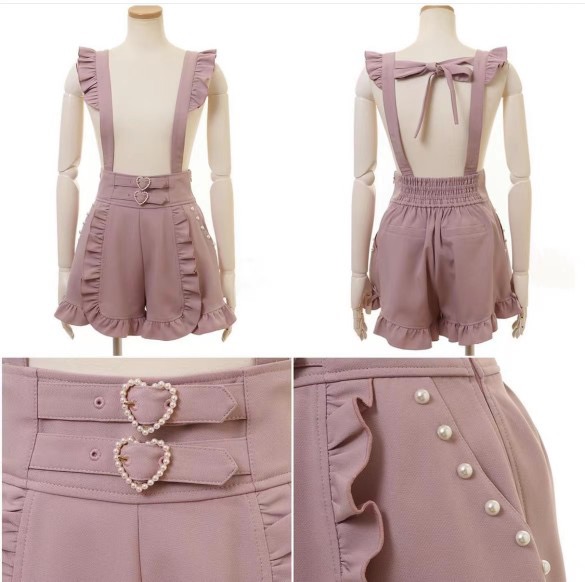 LIZ LISA 日系百搭量產型地雷系 愛心扣珍珠蘿莉塔 背帶可拆兩穿 分碼 背帶裙