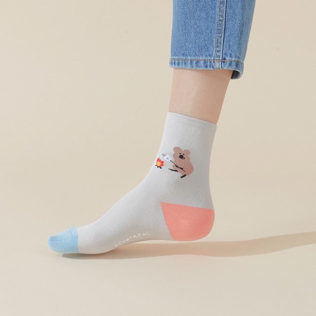 韓國🇰🇷 正版 Dinotaeng文創-短尾矮袋鼠 烤棉花糖 中筒襪