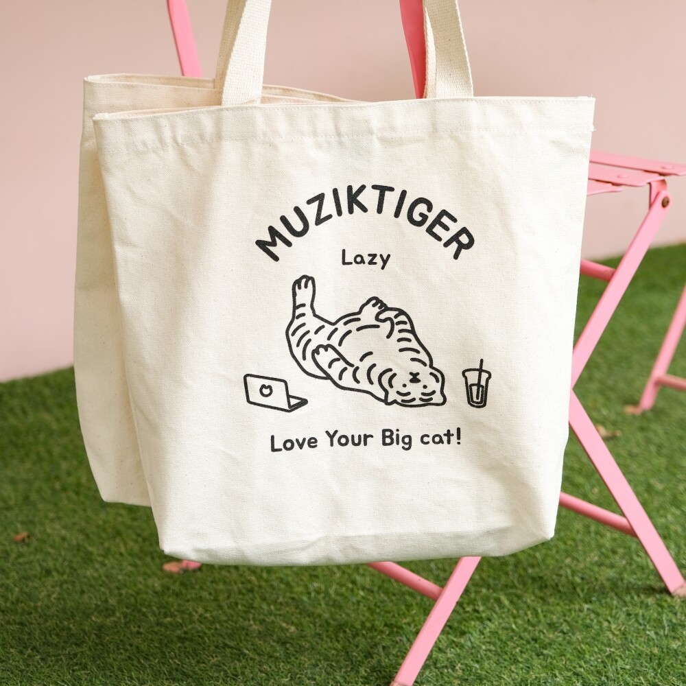 韓國🇰🇷 正版 MUZIK TIGER文創-Big eco bag 環保袋 Lazy tiger