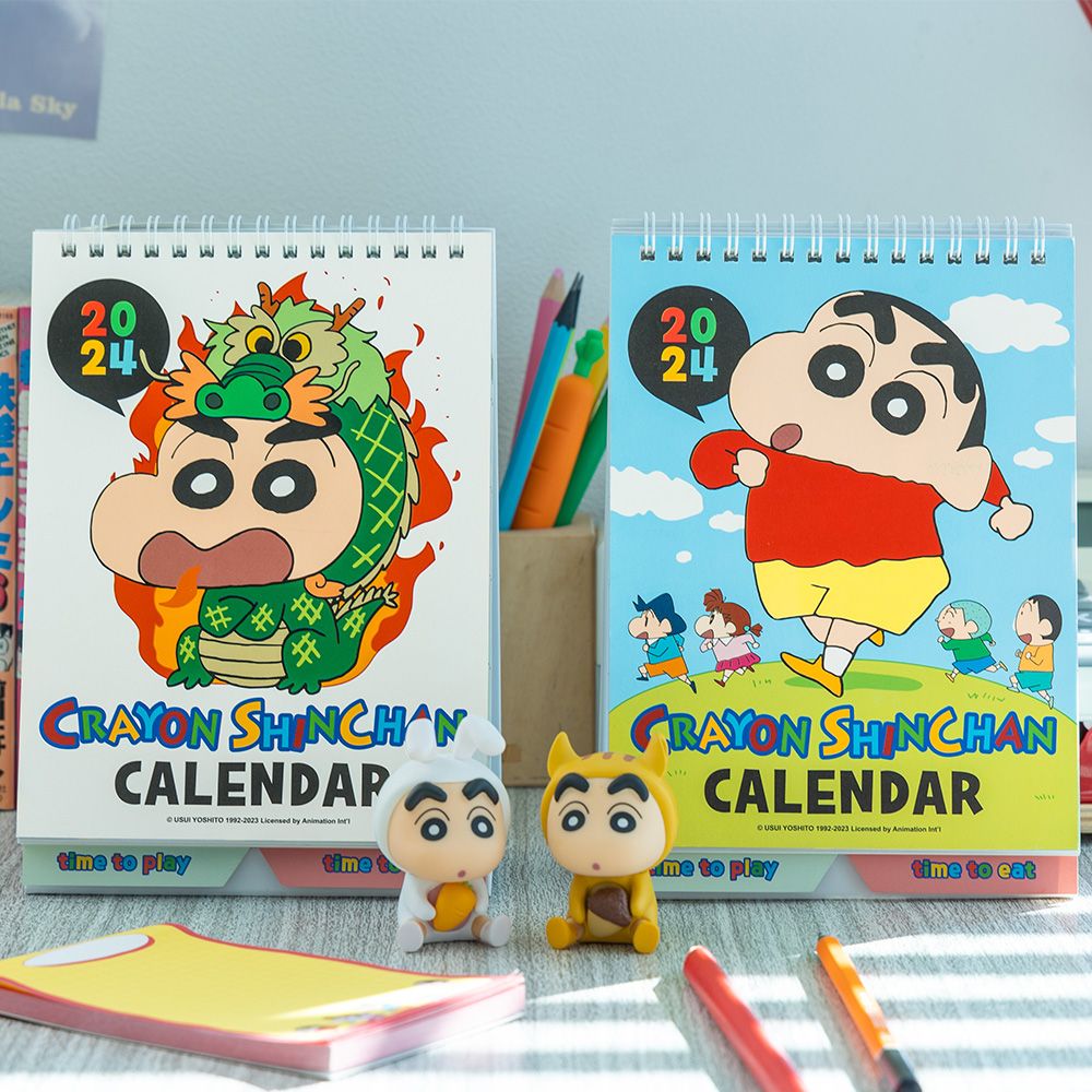 ❗️蠟筆小新❗️韓國正版 蠟筆小新 CRAYON SHIN-CHAN 2024年新款台曆 可愛蠟筆小新月曆 卡通桌面擺件 日曆記事本