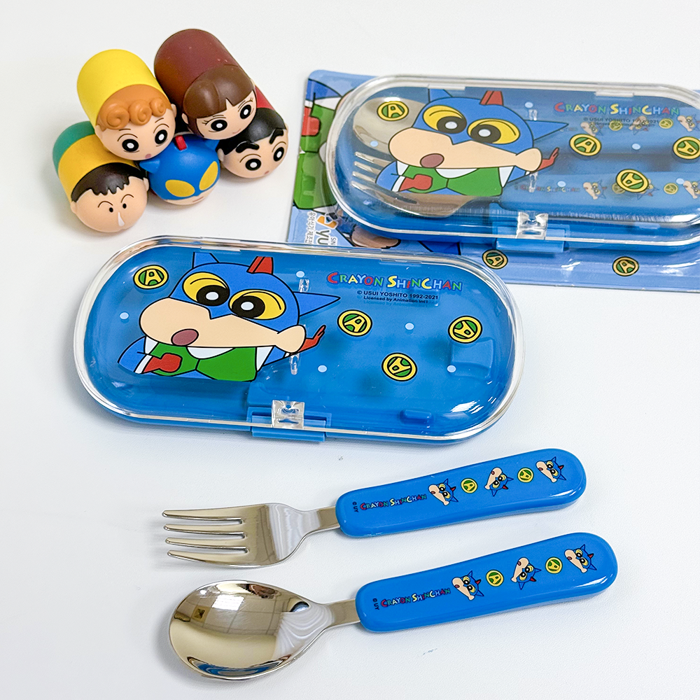 ❗️🇰🇷 ❗️韓國正版 蠟筆小新 餐具組 勺子 叉子 動感超人小新兒童餐具組 帶收納盒