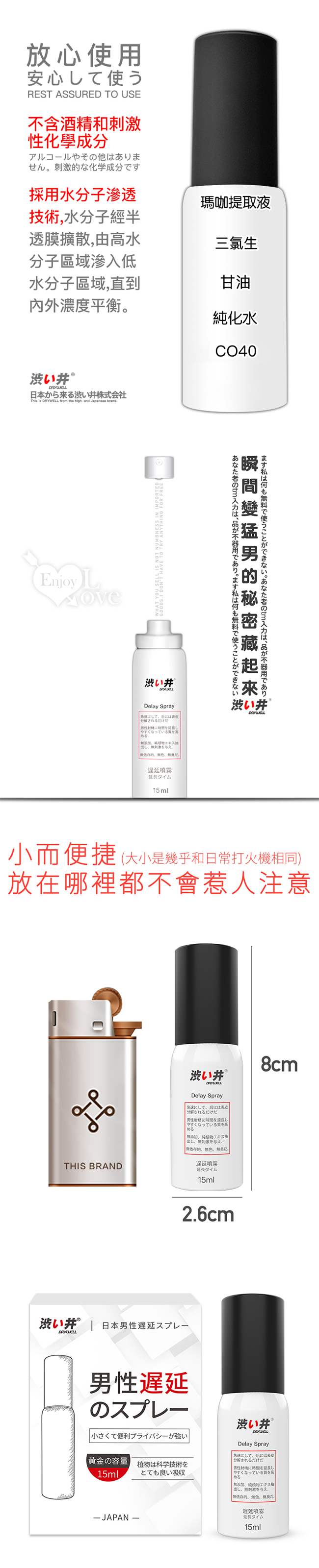 日本Drywell【涉い井】物理控時精華遲延噴劑 - 加強款 拒做快槍俠 15ML﹝超敏感專用款﹞有檢驗報告