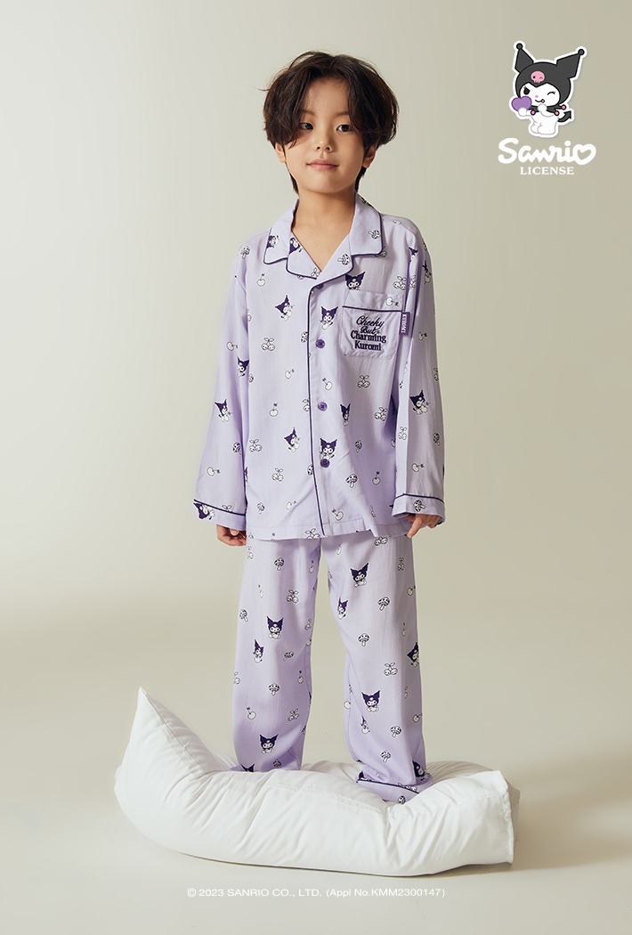 韓國🇰🇷 正版 三麗鷗 庫洛米 薄款長袖兒童睡衣套裝 紫色