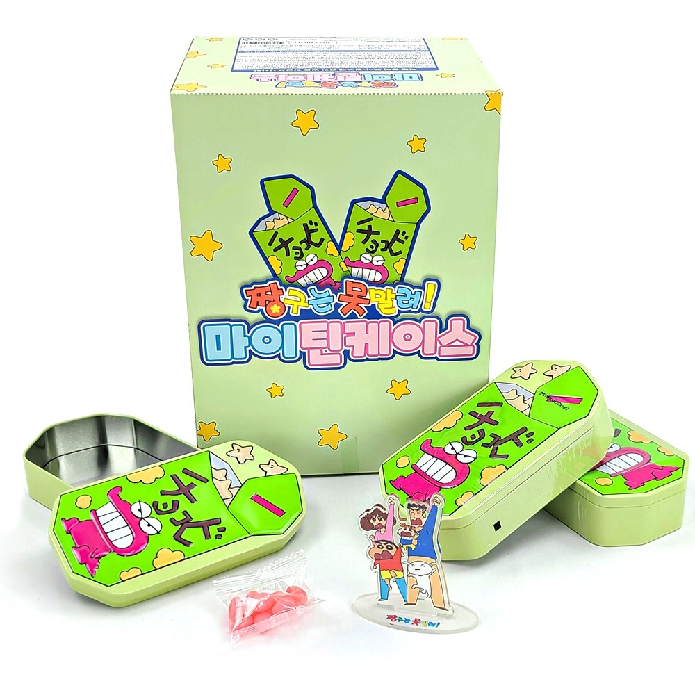 ❗️免運❗️🇰🇷 韓國正版 蠟筆小新 鐵盒糖果 附小新一家合照壓克力立牌