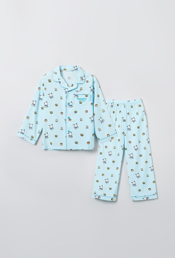韓國🇰🇷 正版 三麗鷗 帕恰狗 薄款長袖兒童睡衣套裝 藍色