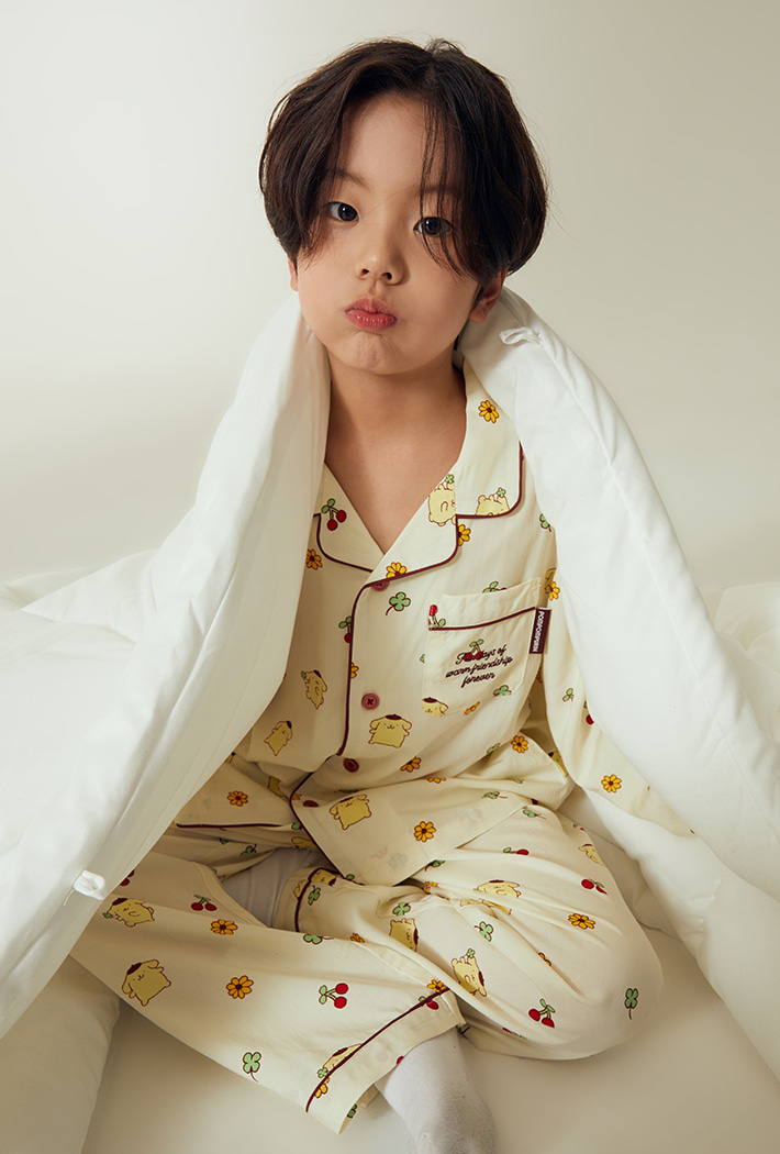 韓國🇰🇷 正版 三麗鷗 布丁狗 薄款長袖兒童睡衣套裝 黃色
