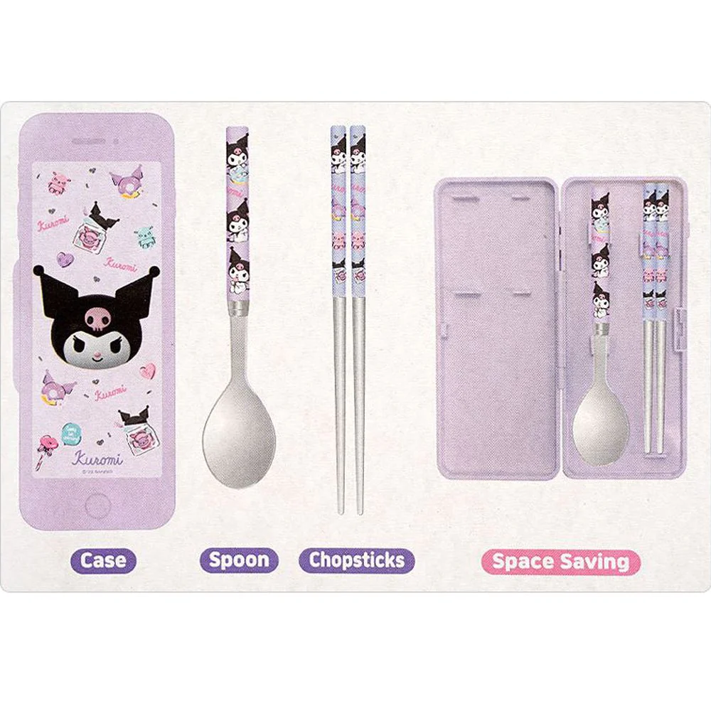 韓國🇰🇷 正版 三麗鷗 酷洛米 餐具盒套裝 （筷子+勺子+盒）