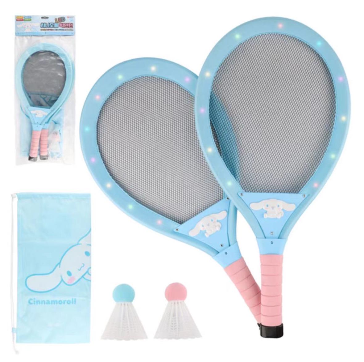 韓國🇰🇷 正版 三麗鷗 酷洛米 大耳狗 兒童LED羽毛球拍 羽毛球 附收納袋