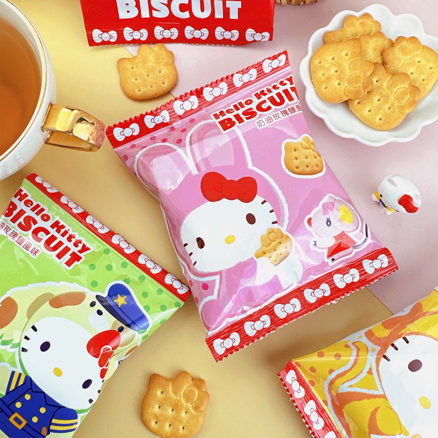 【雅蒙蒂】Hello Kitty圖案餅乾串包袋(奶油玫瑰鹽風味)