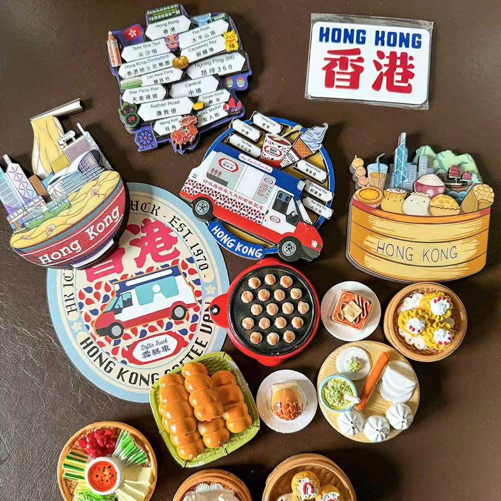 🌟精美磁鐵🌟 🇭🇰 香港網紅冰箱貼 磁鐵 3D立體磁鐵 雪糕車 小籠包 路標 拉麵 