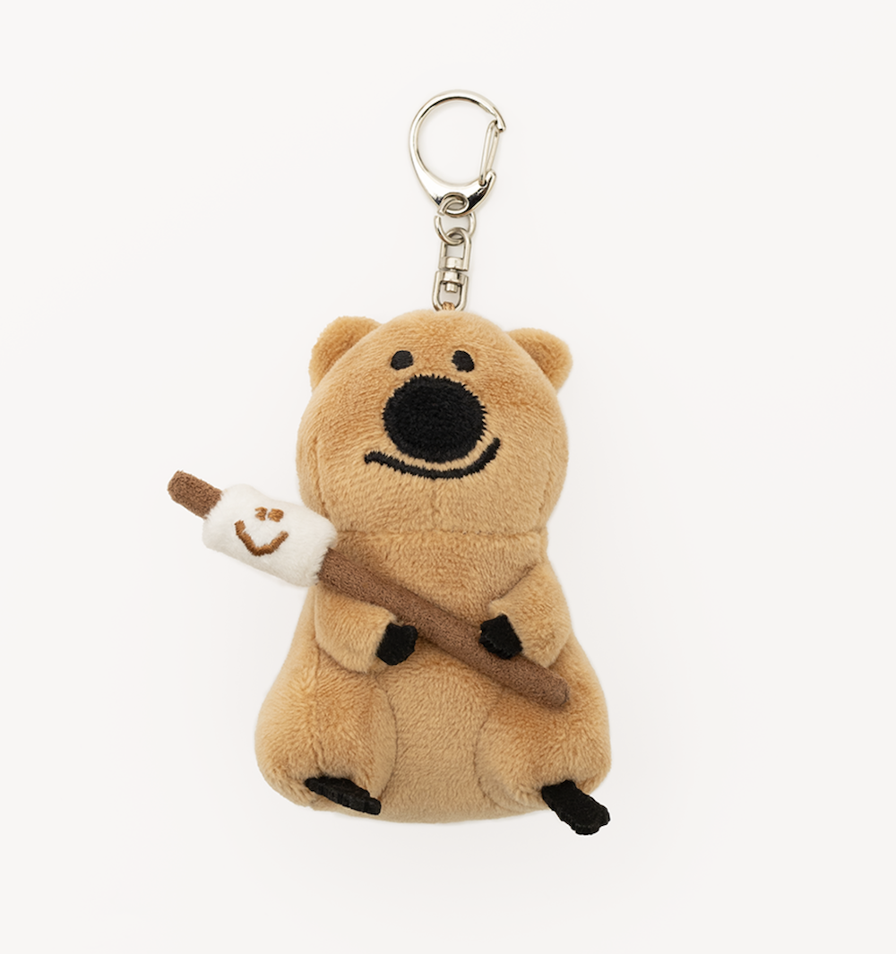 韓國🇰🇷 正版 Dinotaeng 短尾矮袋鼠 文創-S'more Quokka Plush Doll Keyring 微笑袋鼠 短尾袋鼠 矮袋鼠 棉花糖 鑰匙扣吊飾