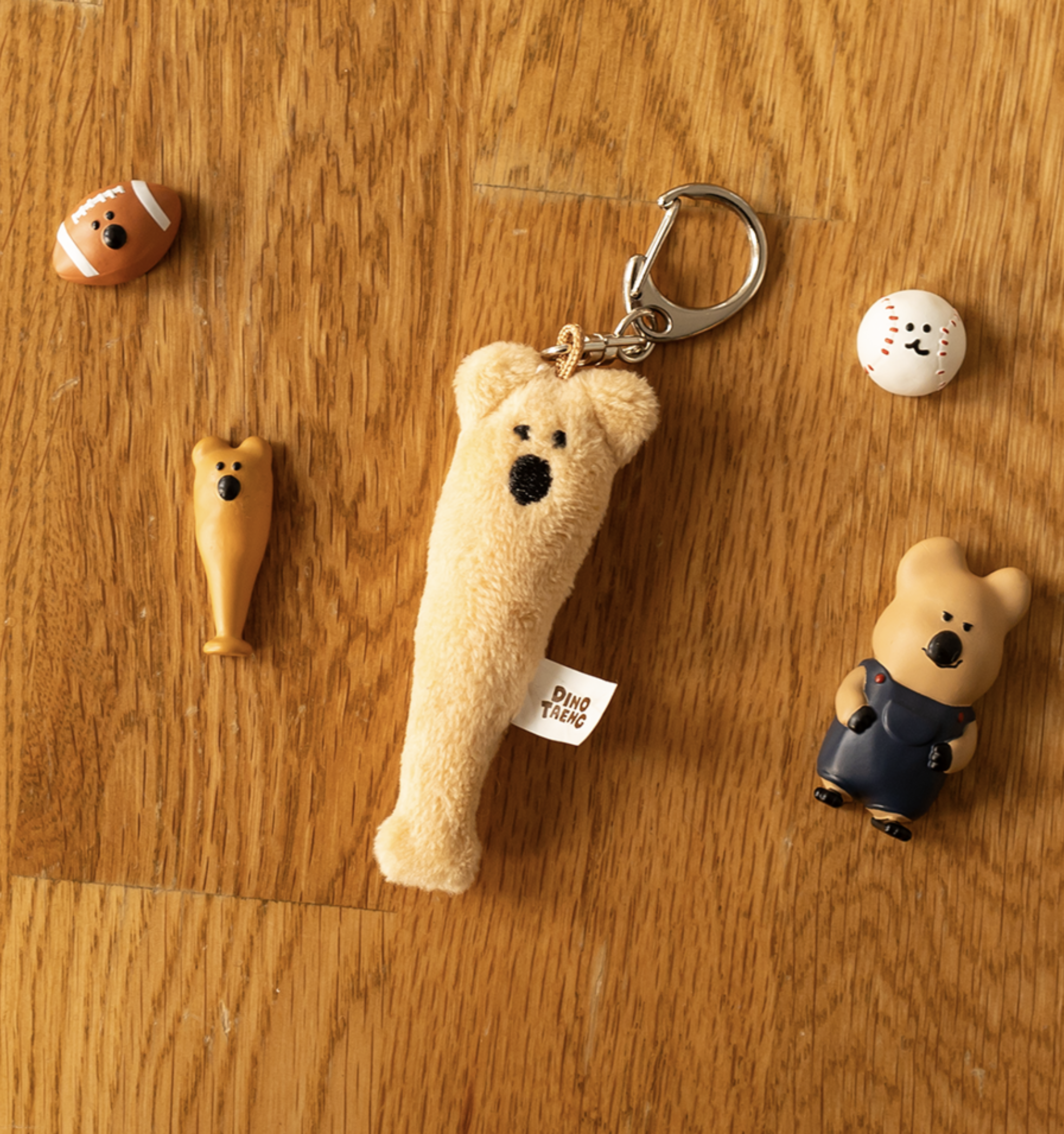 韓國🇰🇷 正版 Dinotaeng文創-Quokka Bat Keyring 微笑袋鼠 短尾袋鼠 矮袋鼠 棉花糖 球棒 鑰匙扣吊飾