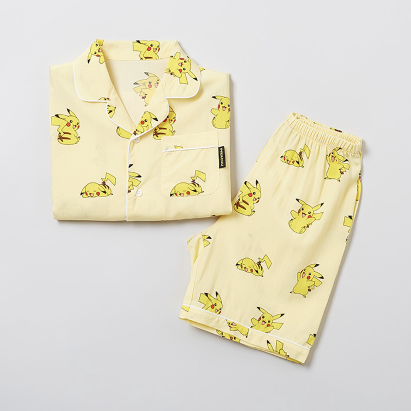 韓國🇰🇷 正版 寶可夢系列 皮卡丘印花 薄款短袖睡衣套裝 黃色