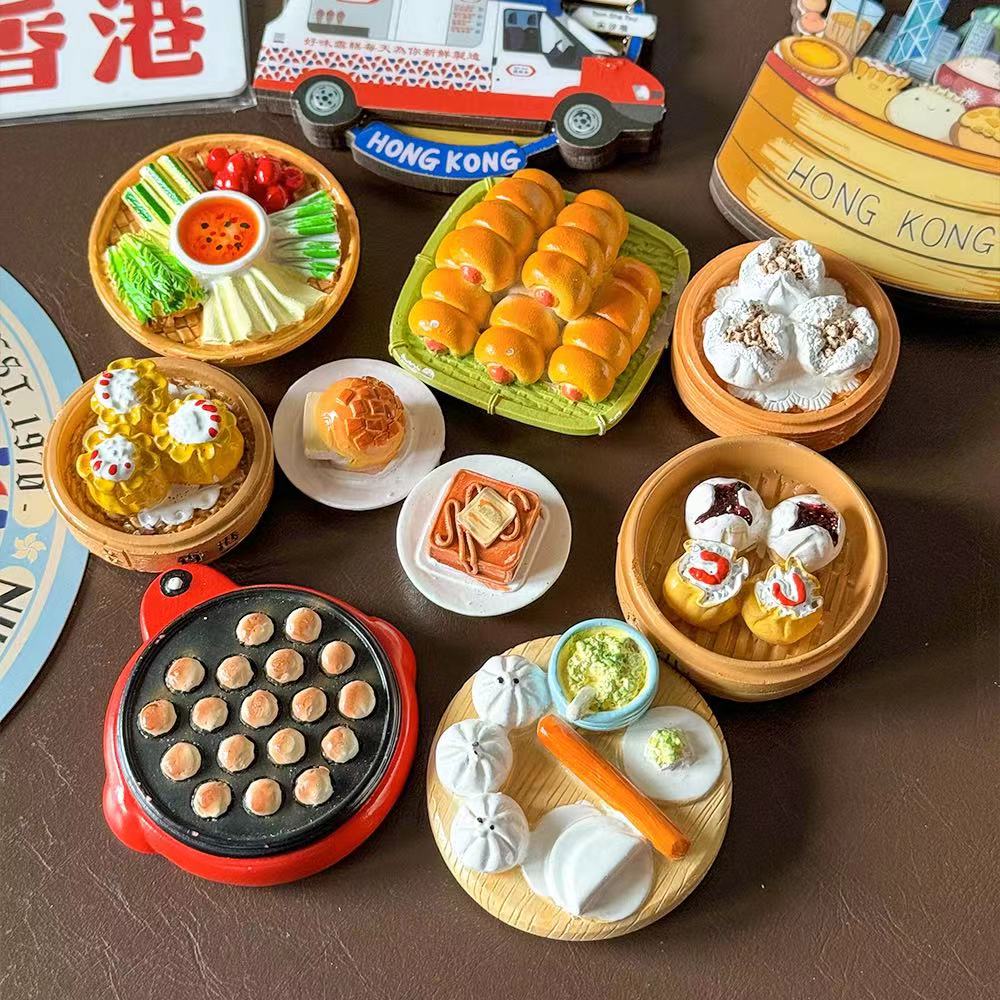 🌟精美磁鐵🌟 🇭🇰 香港網紅冰箱貼 立體小吃 香港字牌 磁鐵 3D立體磁鐵 菠蘿油 叉燒包 西多士 燒賣 港點