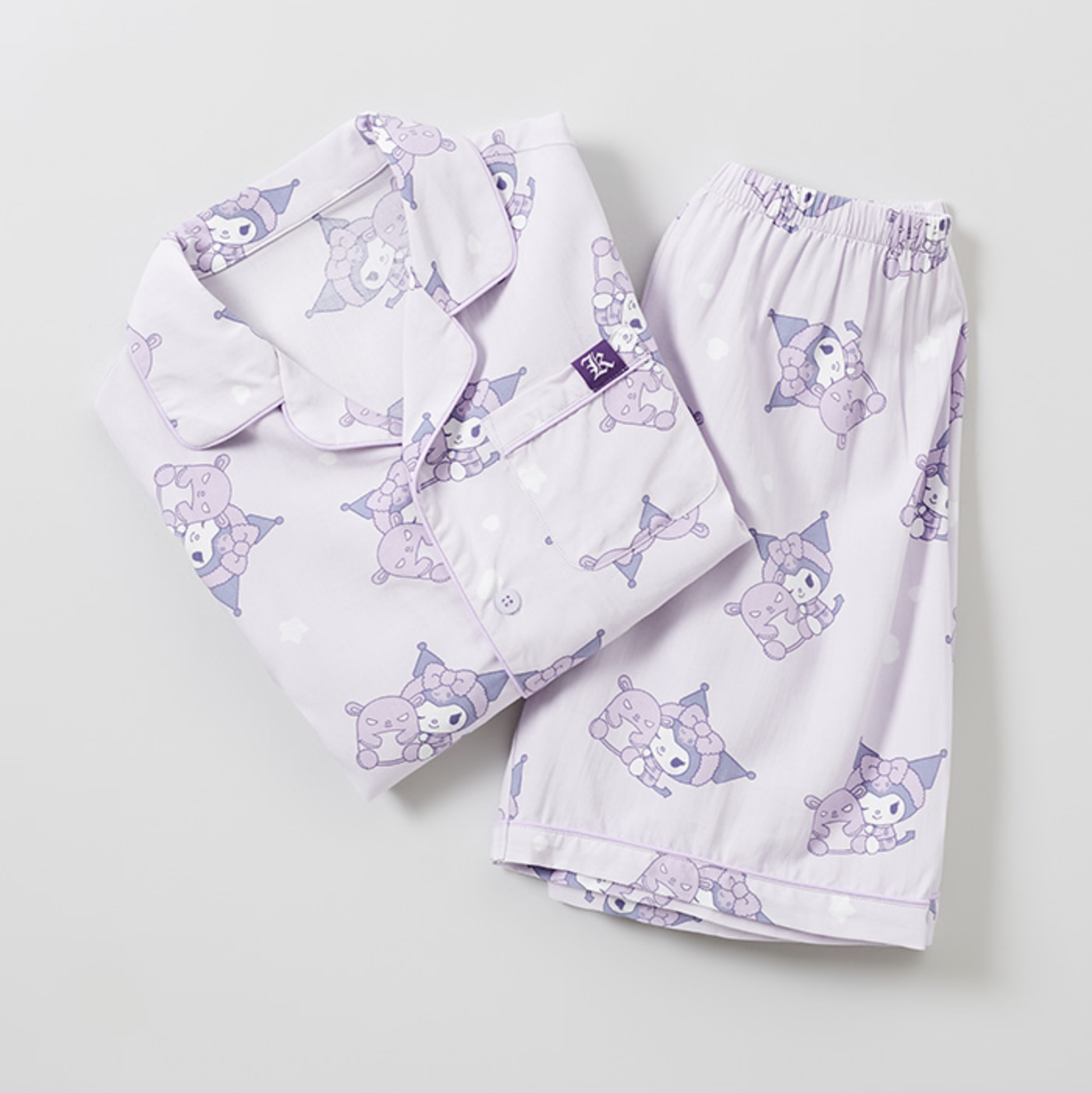 韓國🇰🇷 正版 三麗鷗系列 可羅米印花 薄款短袖睡衣套裝 淡紫色