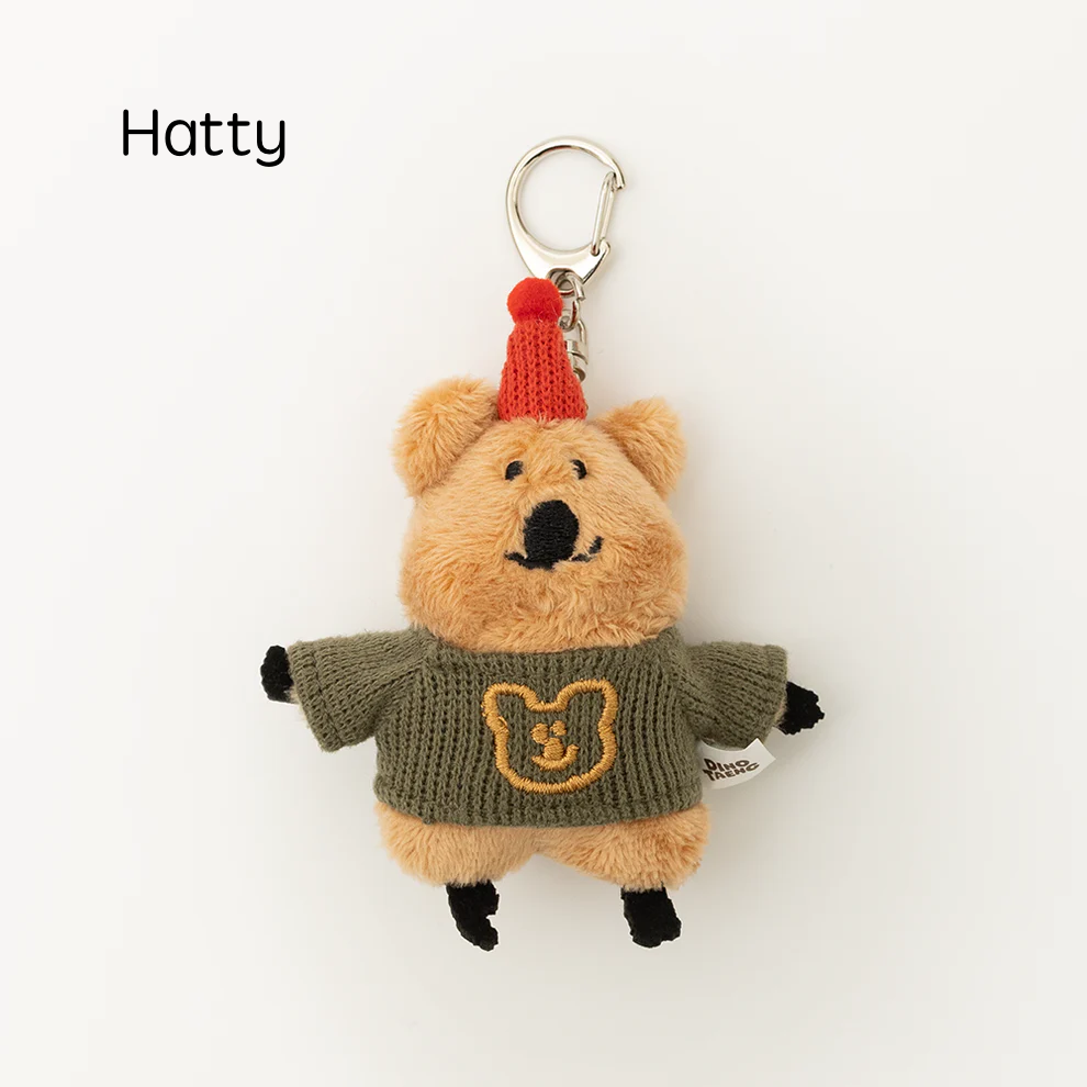 韓國🇰🇷 正版 Dinotaeng 短尾矮袋鼠 文創-Quokka in School Flat fur keyring 微笑袋鼠 短尾袋鼠 矮袋鼠 棉花糖 角色公仔鎖匙扣（7款）