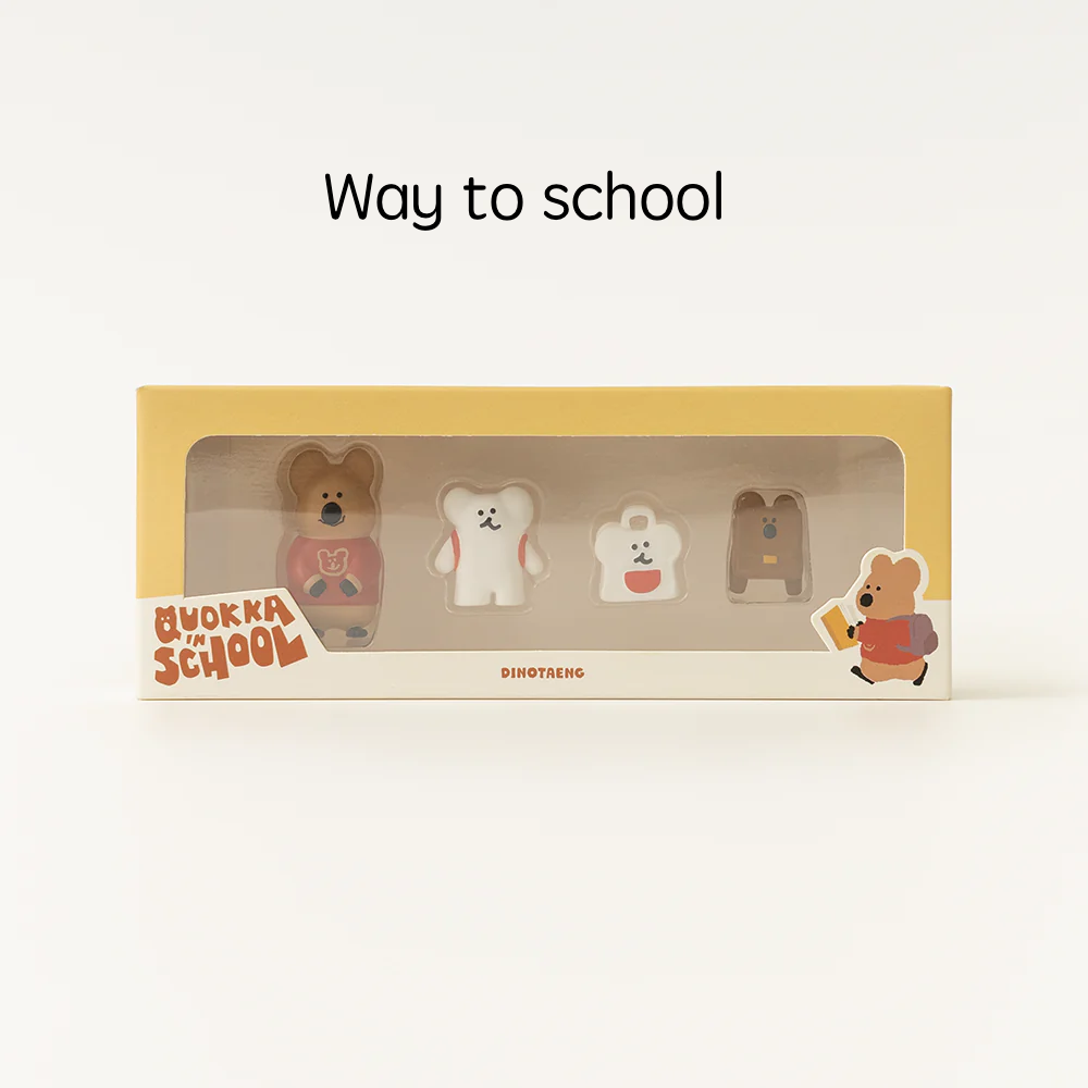 韓國🇰🇷 正版 Dinotaeng文創-Quokka in School Magnet 微笑袋鼠 短尾袋鼠 矮袋鼠 棉花糖 校園系列磁石套裝（4款）