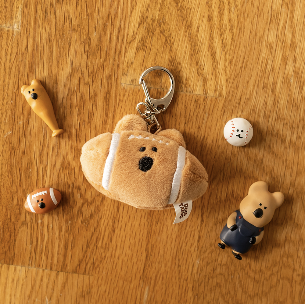 韓國🇰🇷 正版 Dinotaeng文創-Quokka Rugby Ball Keyring 微笑袋鼠 短尾袋鼠 矮袋鼠 棉花糖 鑰匙扣吊飾