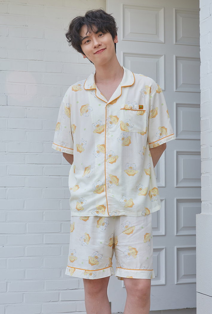 韓國🇰🇷 正版 三麗鷗 布丁狗印花 薄款短袖睡衣套裝 黃色