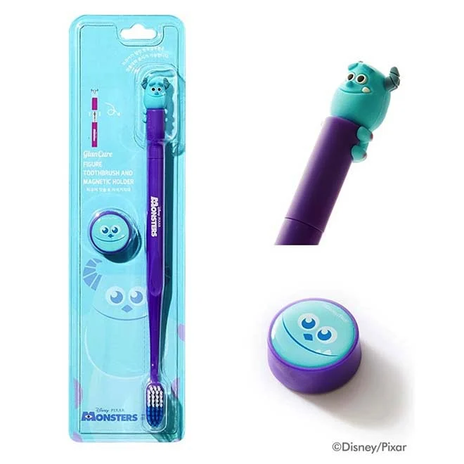 韓國🇰🇷 正版 迪士尼 皮克斯 怪獸電力公司 造型磁吸式牙刷 兒童牙刷 立體頭牙刷 牆收納 細軟刷毛 卡通造型牙刷 毛怪款