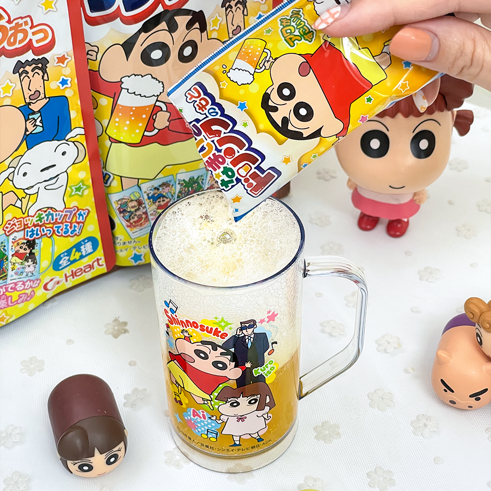 韓國🇰🇷 正版 蠟筆小新 啤酒造型杯杯 附隨沖氣泡飲 兒童食玩 多款口味