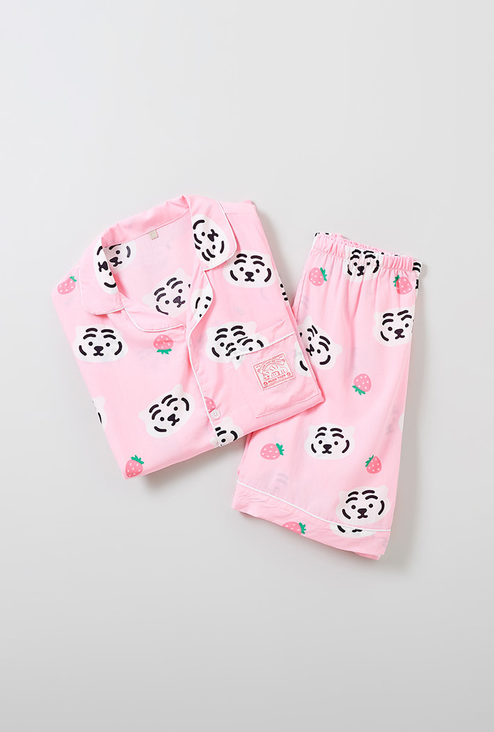 韓國🇰🇷 正版  無業老虎 MUZIK TIGER 무직타이거 薄款短袖睡衣套裝 粉色