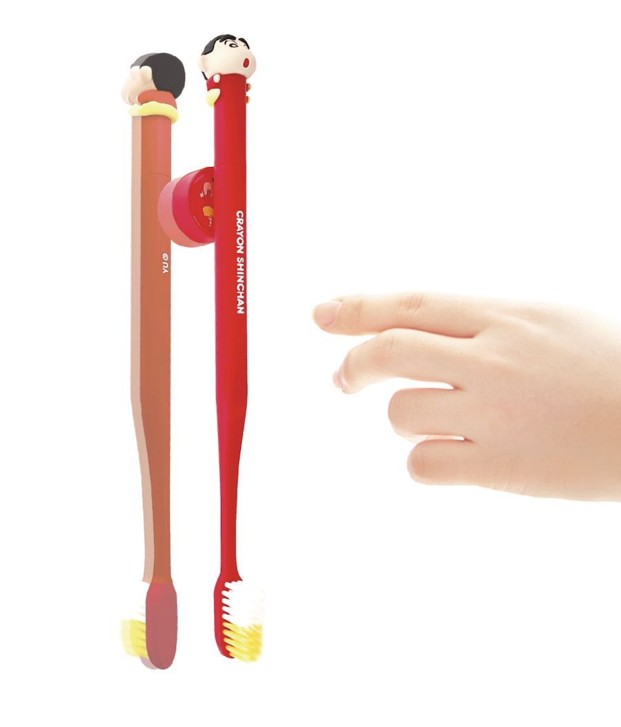 韓國🇰🇷 正版 蠟筆小新 造型磁吸式牙刷 兒童牙刷 立體頭牙刷 牆收納 細軟刷毛 卡通造型牙刷 