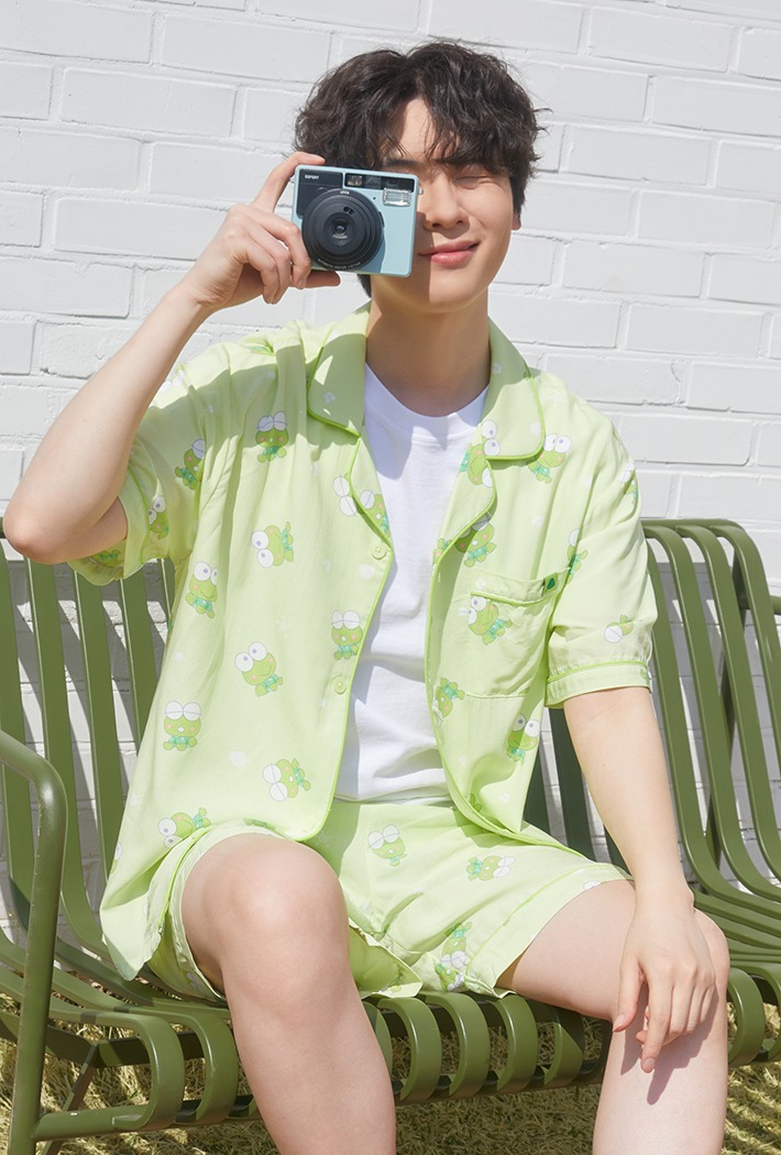 韓國🇰🇷 正版 三麗鷗 大眼蛙印花 薄款短袖睡衣套裝 綠色