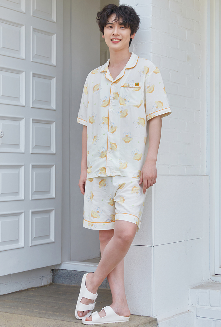 韓國🇰🇷 正版 三麗鷗 布丁狗印花 薄款短袖睡衣套裝 黃色