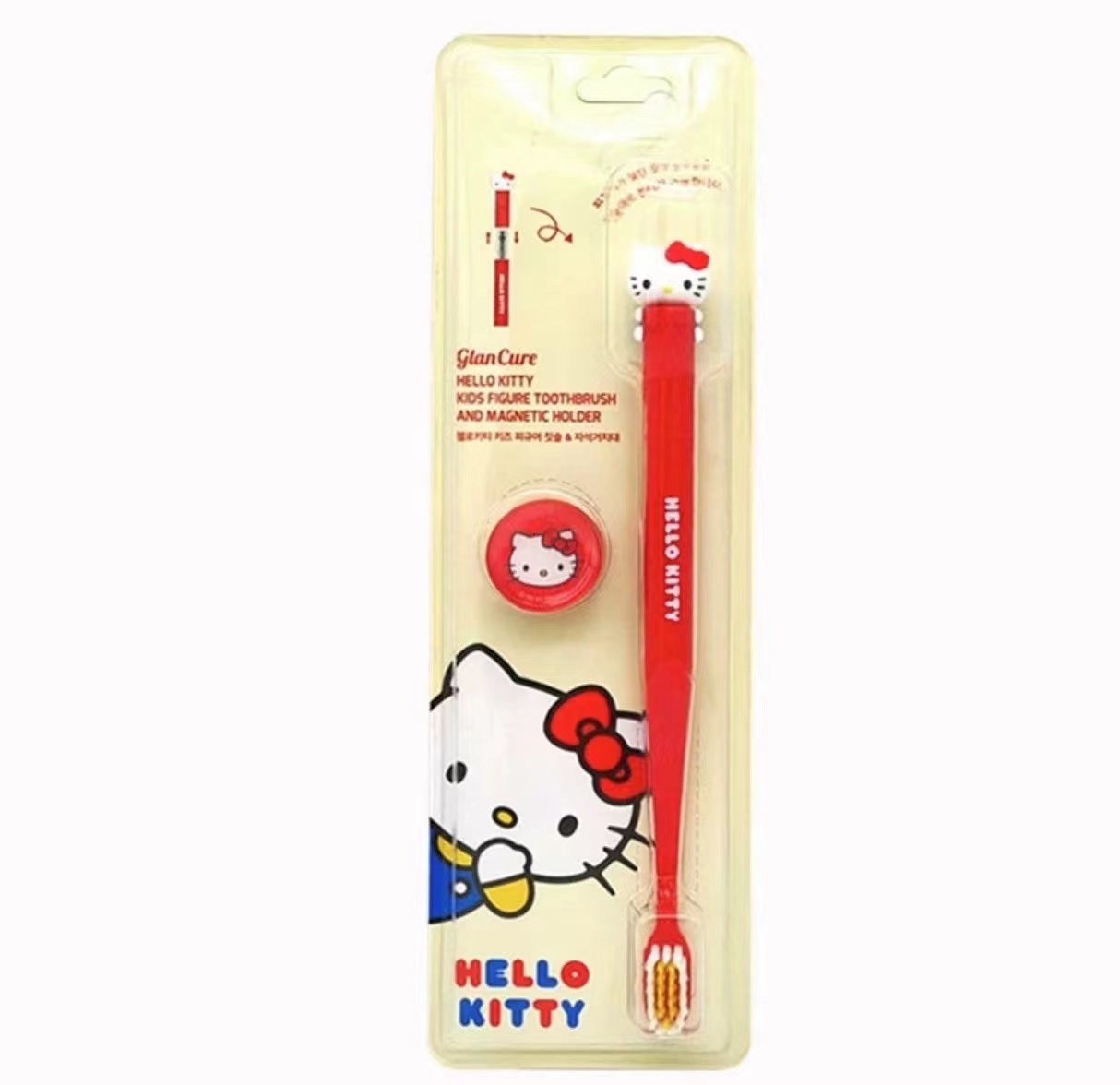 韓國🇰🇷 正版 三麗鷗 Hello Kitty 造型磁吸式牙刷 立體頭牙刷 牆收納 細軟刷毛 卡通造型牙刷