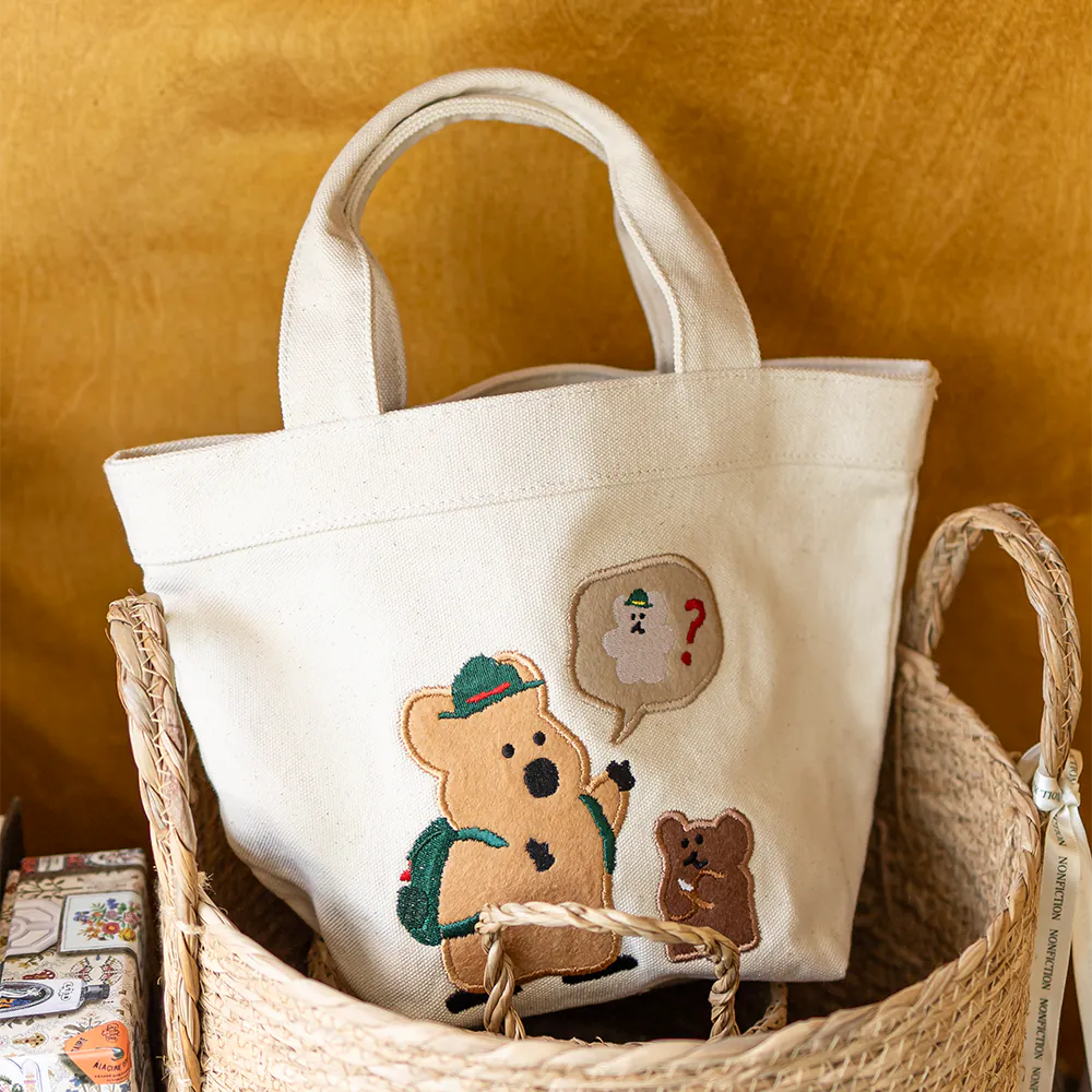 韓國🇰🇷 正版 Dinotaeng 短尾矮袋鼠 文創-BOBO in the Woods Canvas Bag 微笑袋鼠 短尾袋鼠 矮袋鼠 BOBO熊 帆布袋