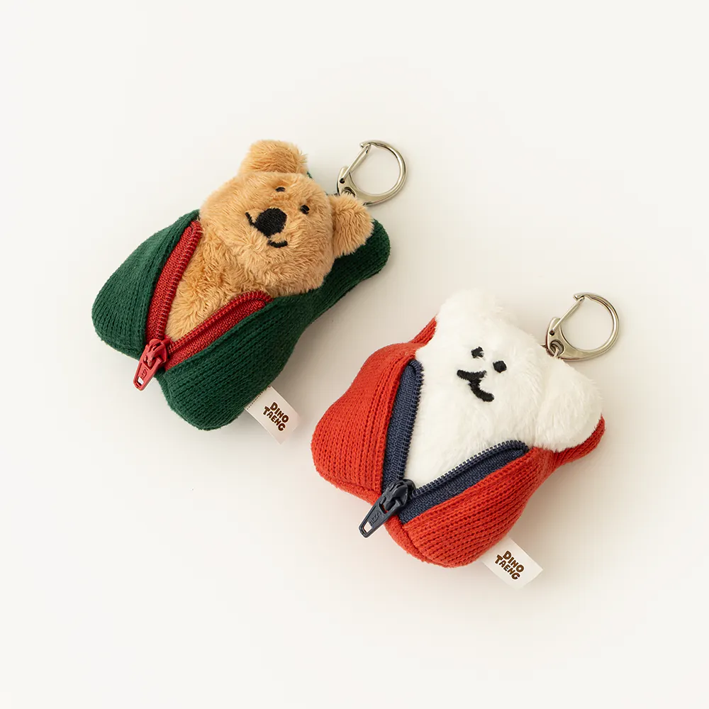 韓國🇰🇷 正版 Dinotaeng 短尾矮袋鼠 文創-BOBO in Sleepingbag keychain 微笑袋鼠 短尾袋鼠 矮袋鼠 BOBO熊 絨毛鑰匙圈