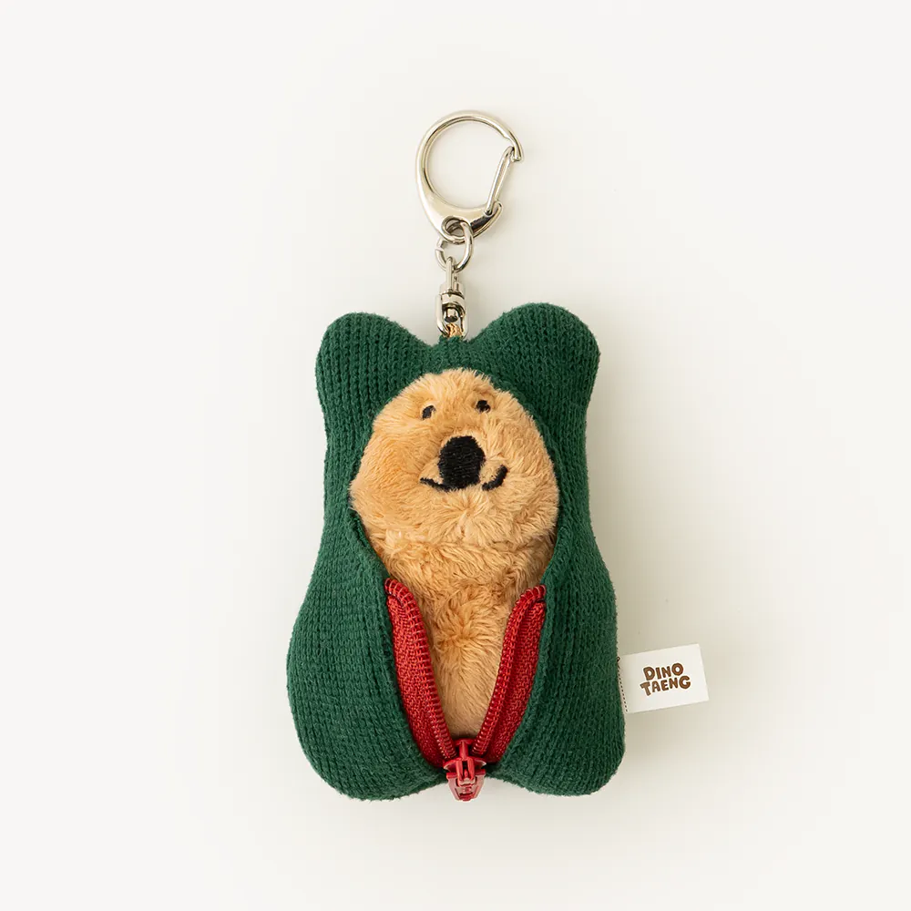 韓國🇰🇷 正版 Dinotaeng 短尾矮袋鼠 文創-Quokka in Sleepingbag keychain 微笑袋鼠 短尾袋鼠 矮袋鼠 BOBO熊 絨毛鑰匙圈