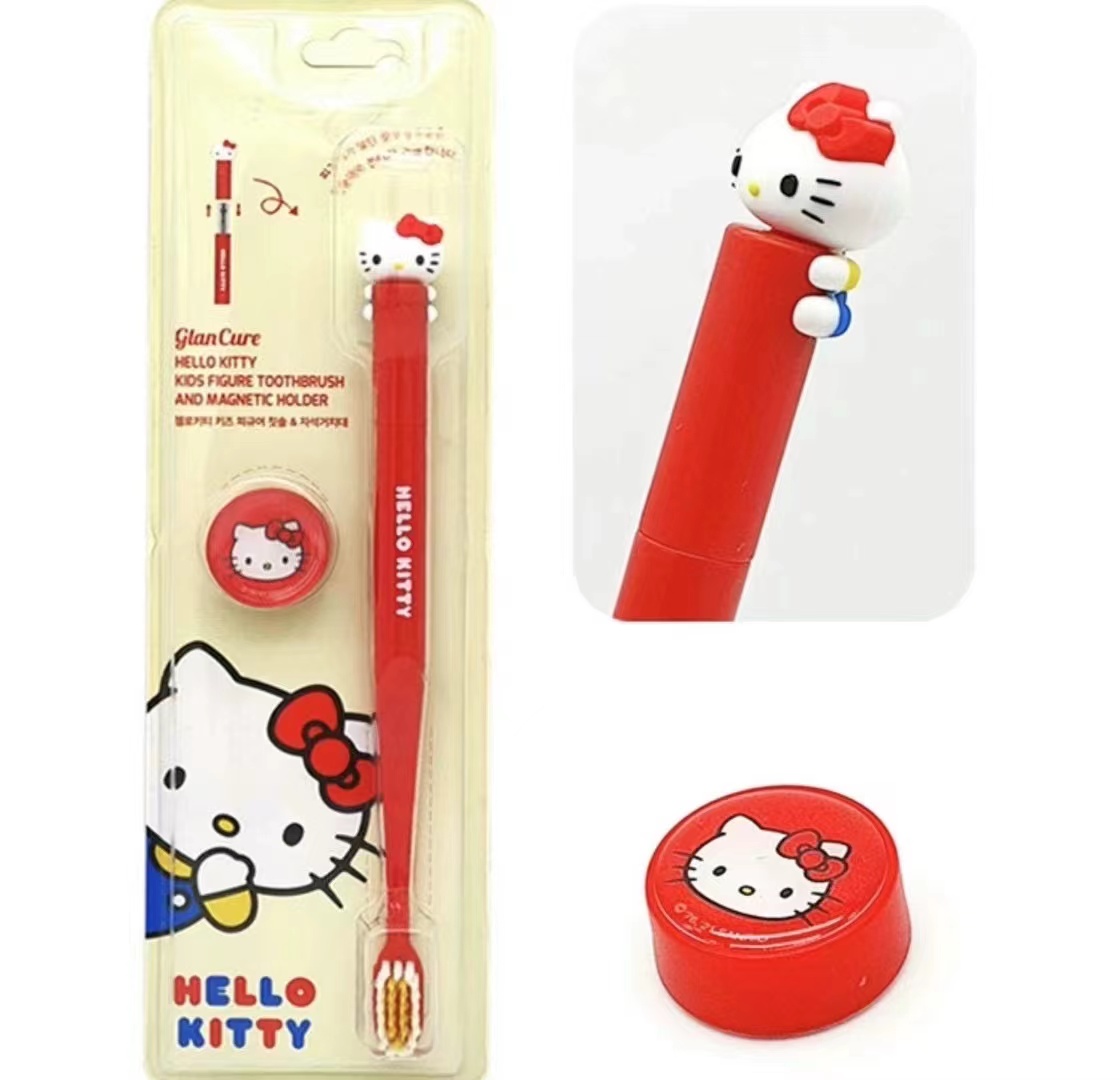 韓國🇰🇷 正版 三麗鷗 Hello Kitty 造型磁吸式牙刷 立體頭牙刷 牆收納 細軟刷毛 卡通造型牙刷