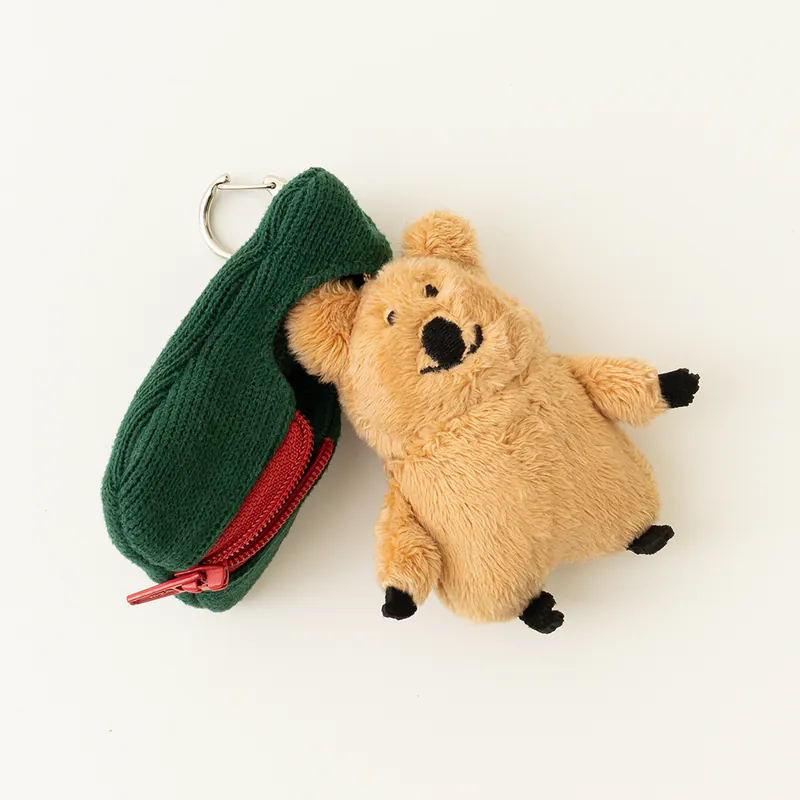 韓國🇰🇷 正版 Dinotaeng 短尾矮袋鼠 文創-Quokka in Sleepingbag keychain  絨毛鑰匙圈