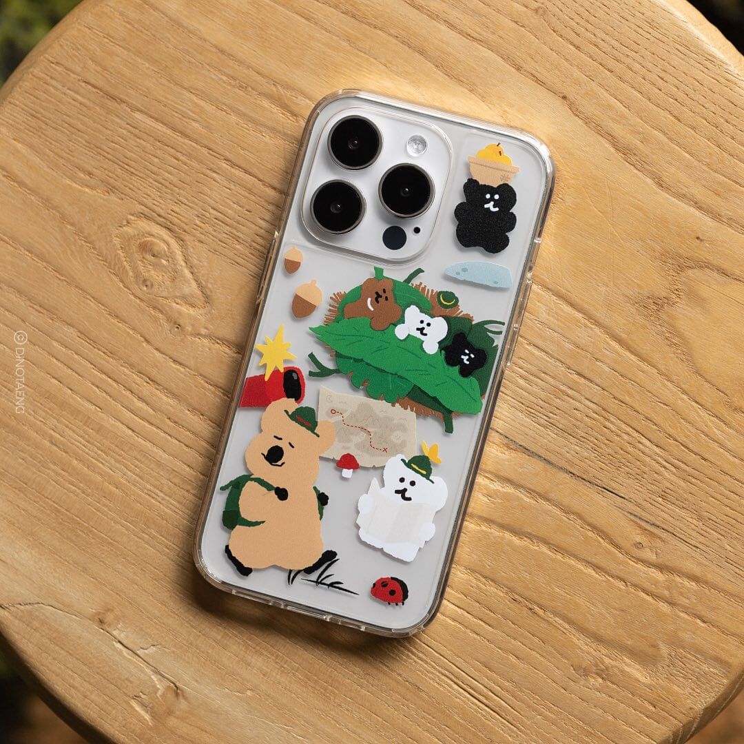 韓國🇰🇷 正版 Dinotaeng 短尾矮袋鼠 文創-Quokka & BOBO in the Woods Phonecase 透明手機保護殼