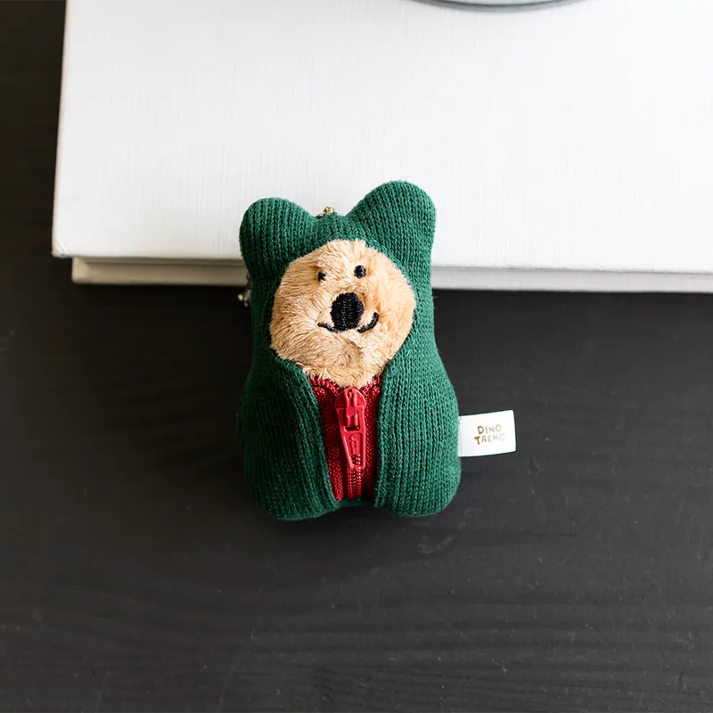 韓國🇰🇷 正版 Dinotaeng 短尾矮袋鼠 文創-Quokka in Sleepingbag keychain  絨毛鑰匙圈