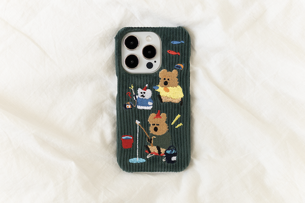 韓國🇰🇷 正版 Dinotaeng 短尾矮袋鼠 文創-COCOCUP Fishing Phonecase 燈芯絨手機殼